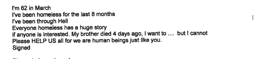 Genuine Homeless Stories